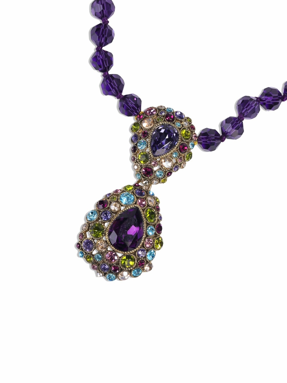 Heidi Daus Purple Multi-Stone Teardrop Pendant Necklace